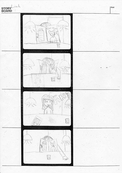 Storyboard: Der Unsichtbare verrückt ein Glas